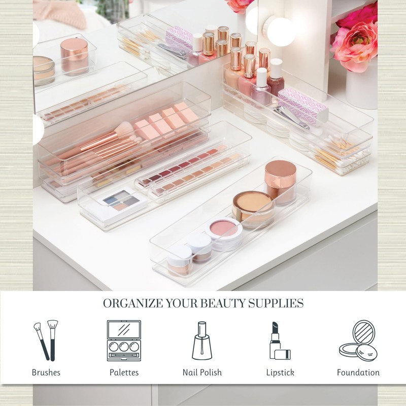 STORi SimpleSort 6-Piece Stackable Clear Drawer Organizer Set | 12"