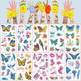 100 Pieces Kids glitter Temporary Tattoos butterfly Waterproof Temporary Tattoos Fake Tattoo Stickers Tattoo Stickers for girls Party Favors Supplies Costume Accessory (butterfly)