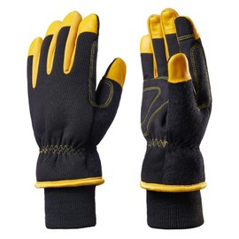 HODUP Waterproof Insulated Winter Work Gloves, Thermal Lining High Desterity Touch Screen Synthetic Leather Cold Gloves,M