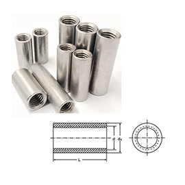 M10 x 40 mm Tiebar Connector - A2 (T304) Stainless Steel - Coupling Nut - Round Pack Size : 6