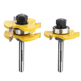 Tongue and Groove Router Bits - BAIDETS Set of 2 Pcs 1/4 Inch Shank Router Bit Set 3 Teeth Adjustable T Shape Wood Milling Cutter