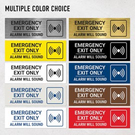 Sigo Signs, Emergency Exit Only Alarm Will Sound Sign, Engraved, 4x12 Inches, Indoor/Outdoor Use, Made in USA