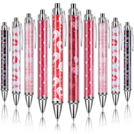 Gueevin 24 Pcs Valentine's Day Pens Cute Kawaii Retractable Decorative Pens 0.5 mm Black Gel Ink Pens Novelty Gift Pens Stationery Supplies for Office School Holiday Party Women Gifts (Heart)