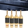 4Pcs Banana Plug Brass Gold Plated Black Carbon Fiber Shell