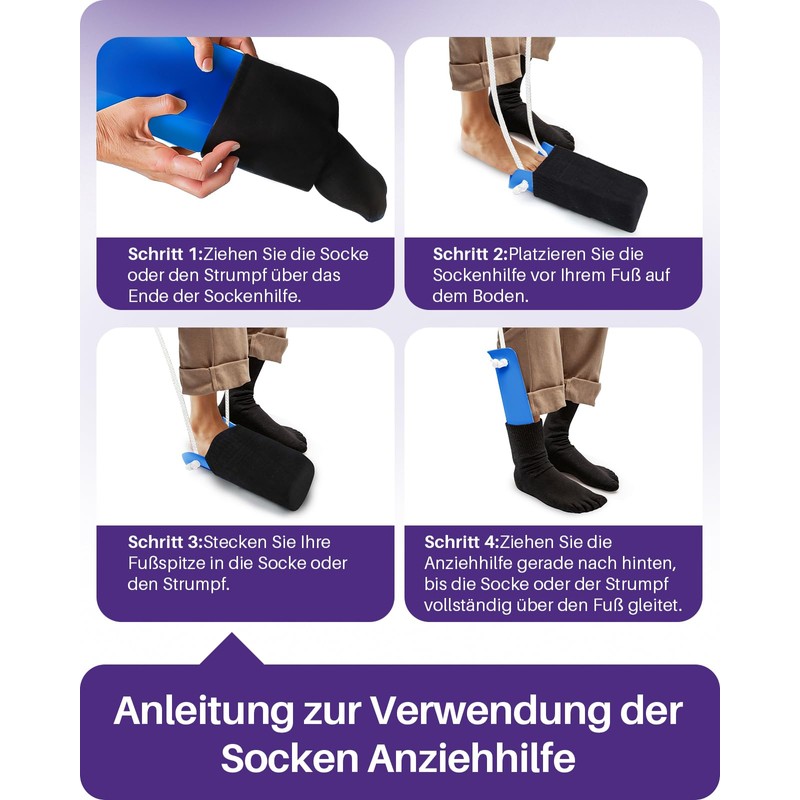 Kekoy 11.4cm Large Sock Dressing Aid for Seniors Blue
