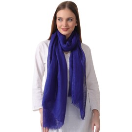 Exclusive Handcraft Natural Flax Linen, Solid Color, Light, Airy All Weather Scarf. (INDIGO)