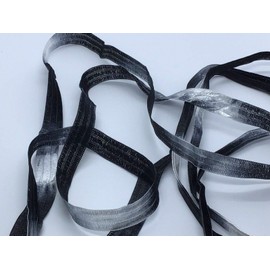 Berlini Memento Ribbon Yarn - 50 Gram, 88 Yards, 3/8" Wide - #140 Zebra - Black, White