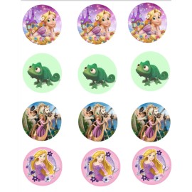 Sweets Party Treats Rapunzel Cupcake Topper 12  Edible Image Toppers Tangled Cupcake Toppers Party