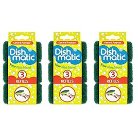 9 x Dishmatic Heavy Duty Green Refill Sponges Cleaning Scourer