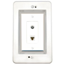 RiteAV in-Wall Cable Management Kit Recessed Outlet CAT6 Coax Wall Plate