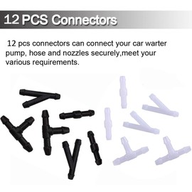 Universal Windshield Washer Nozzle Fluid Hose Kit 3 Meters with 12 Pcs Hose Connectors Suitable for Most of Car Washer Fluid Tubing
