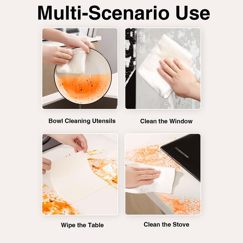 Bamboo Fiber Dish Cloths for Kitchen, Reusable Dish Towels,Double Layered,