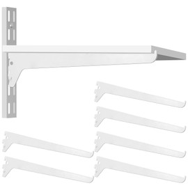 Blulu 6Pcs 12'' Single Track System Bracket White Shelf Bracket Adjustable Shelving Bracket Metal Shelf Bracket Upright Bracket for Shelving Shelf Standard Bracket for Home Utility Room Kitchen Closet