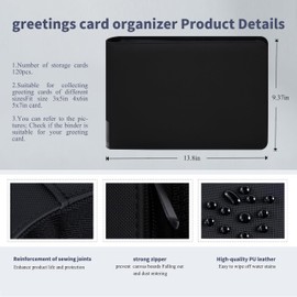 greeting card organizer binder and birthday card holder book,christmas card photo album,binder for greeting cards with sleeves,Suitable for 5x7in, 4x6in, 3x5in cards holds 120 cards (black)