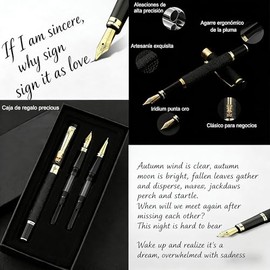 Juego de pluma estilográfica,Pluma estilográfica ultra elegante,Punta de iridio,Incluye 3 puntas de acero de diferentes espesores,diseño clásico,con