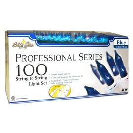 Brite Star 100 Count Professional Series Mini Light Set, White Wire, Blue