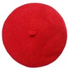 Teogneot Damen Baskenmützen, Breiter Damen Baskenmütze, Damenmütze, Wollmütze（Rot）