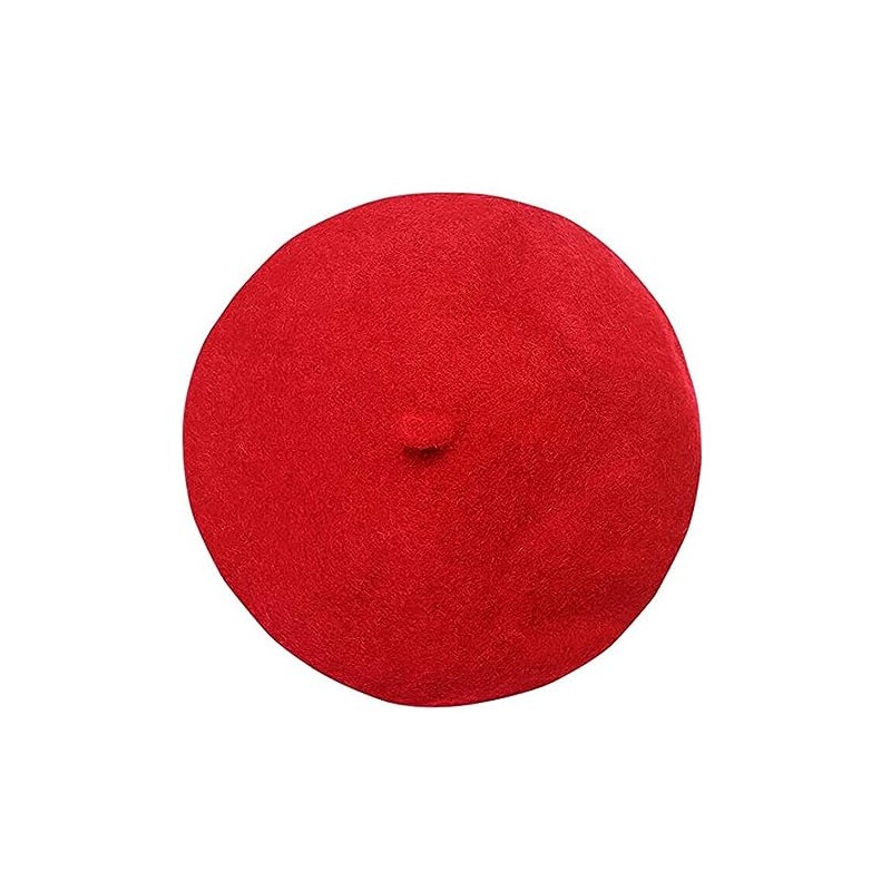 Teogneot Damen Baskenmützen, Breiter Damen Baskenmütze, Damenmütze, Wollmütze（Rot）