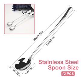 Set of 12 Long Spoons, Latte Macchiato Spoon Set, Cocktail Spoon, Dessert Spoon, Spoon for Iced Coffee, Long Spoon, Stainless Steel for Iced Coffee, Ice Cream Cups, Milkshake Desserts