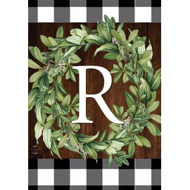 Briarwood Lane Wreath Monogram R Garden Flag Everyday 12.5" x 18"