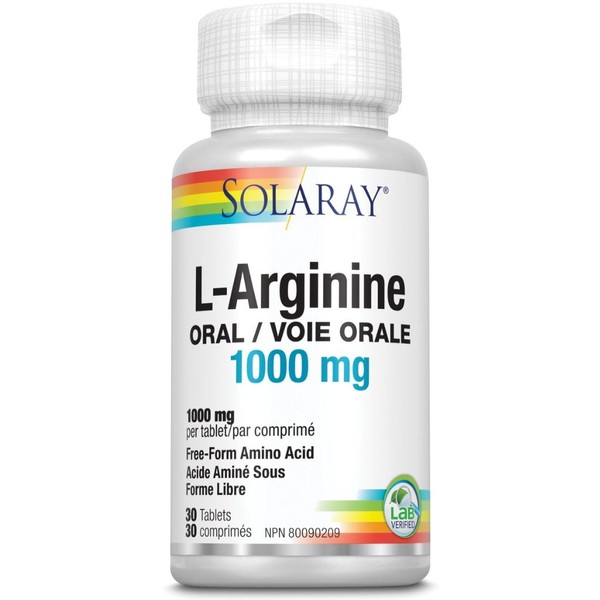 Solaray L-Arginine, Free Form 1000mg, 30 Tablets
