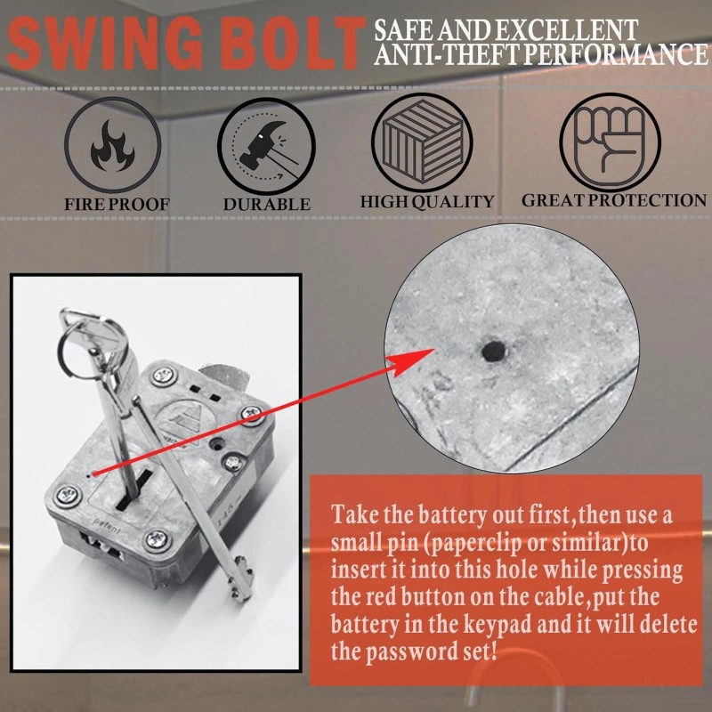 MOUNT Fingerprint Gun Safe Lock Replacement With Left Swing Bolt
