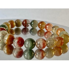 ✦ Bella-gems ✦ 7.8" "Distinctive/Top Grade"~ Multihued Rainbow Chlorite Lodolite Garden Quartz Crystal Round Stretch Bracelet - 10mm - 20 Beads - M1388