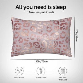1 Pack Satin Pillowcase for Hair and Skin Abstract Rose Gold Leopard Imitation Silk Pillowcase with Hidden Zipper Soft Breathable Smooth Cooling Pillow Cover Queen Size for Bedroom Sofa 20”x30”