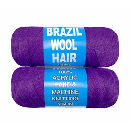 2 Roll Brazilian Wool Hair for Senegalese Twisting Crochet Hair for Soft Faux Locs Crochet Braids Knitting Hair Twist Goddess Locs Crochet Hair for Black Women (Purple, 2Roll)