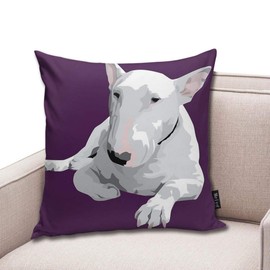 QMS CONTRACTING LIMITED English Bull Terrier Print Pillowcase Home Life Cotton Cushion Case 18 x 18 inches