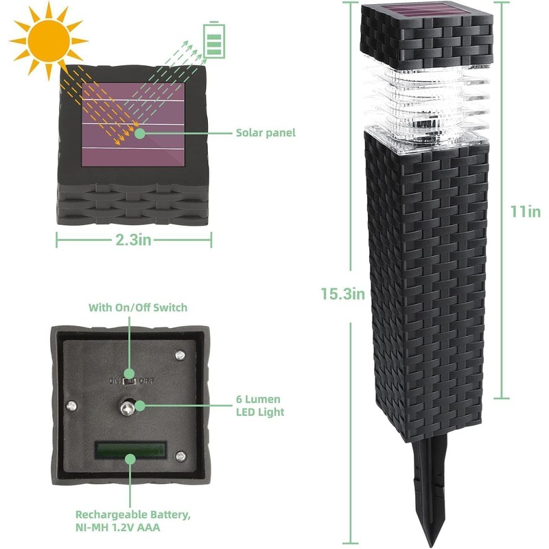 Jyoiat 6 Pack Solar Pathway Lights - Solar Powered Outdoor