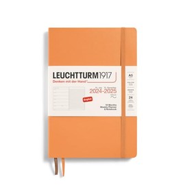 LEUCHTTURM1917 - Weekly Planner and Notebook Softcover Medium (A5), 18-month, Jul. 2024 - Dec. 2025, English, Apricot