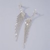 Elegant Long Tassel Rhinestone Earrings, Dazzling Alloy Drop Dangle Earrings