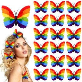 30 Pieces Rainbow Butterfly Hair Clips Gay Pride 3D Hair Accessories for Women Men Pride Day Parades Celebrations Decorations Party Costumes
