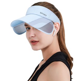 Peicees - Sombrero de visera de ala ancha para mujer, gorra de visera de golf, sombrero de protección solar para playa, jardín, tenis, correr, sombrero de sombrilla