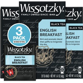 Wissotzky English Breakfast Black Tea (3 Pack - 60 Tea Bags) | Robust & Invigorating Tea | Antioxidant Rich | Energizing Black Tea Bags