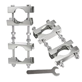 Coehaopike Set of 2 Double Antenna Mast Clamp Pipe Fixing Bracket Bolt Mast Umbrella Holder Pole Mast Clamp with Mast Clamp