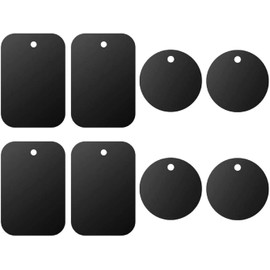 DSTELIN Universal Metal Plate 8 Pack for Magnetic Phone Car Mount Holder Cradle with Adhesive (Compatible with Magnetic Mounts) - 4 Rectangle and 4 Round, Black