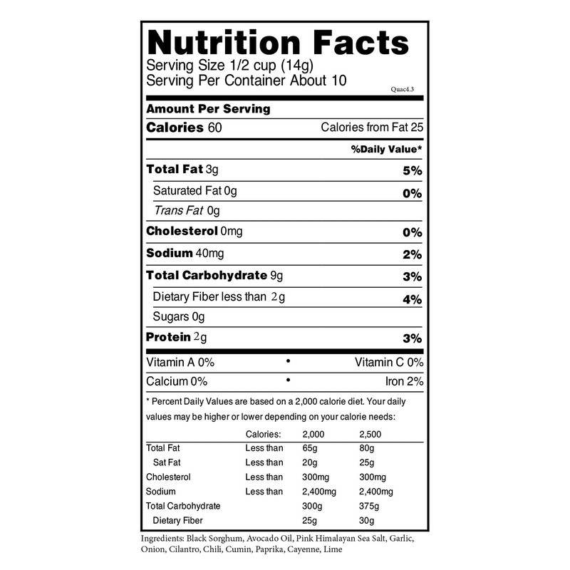 Nature Nate’s Popped Black Sorghum, Snack-Orac Spicy Guacamole - Keto