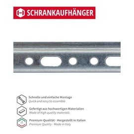 Gedotec Cabinet Hanger, Galvanised Steel, H10323, Pack of 2, Cabinet Hangers for Screwing, Length: 357 x 26 mm, Furniture Hanger, Metal Hanging Rail, Stable Cabinet Support, Heavy Duty