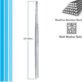 Kitchen Fine Multi-Purspose Tweezers Extra Long Stainless Steel Tongs with Precision Serrated Tips Tweezers for Cooking, Air Fryer Salad Tongs, Pasta Tongs.