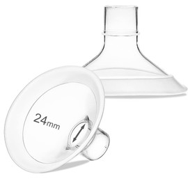 PumpMom - Protectores de pecho con brida de 24 mm para Medela, brida de repuesto compatible con extractores de leche Medela, conector de ajuste personalizable, 2 piezas (no piezas originales de bomba Medela)