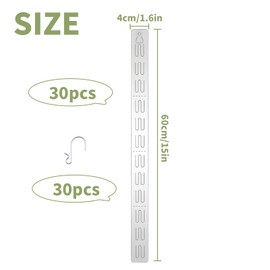 JINGHANGER Pack of 30 Hanging Strips Plastic Merchandise Show Stripes with Hooks Display Merchandise Strips for Retail Displays 60 x 4 cm