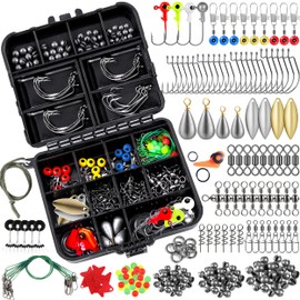 TOPFORT 187/343pcs Fishing Accessories Kit, Organized Fishing Tackle Box with Tackle Included, Fishing Hooks, Fishing Weights Sinkers, Fishing Gear and Equipment, Fishing Gift for Men
