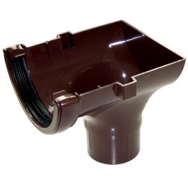 FLOPLAST 112mm Half Round Gutter Stop End Outlet - Brown
