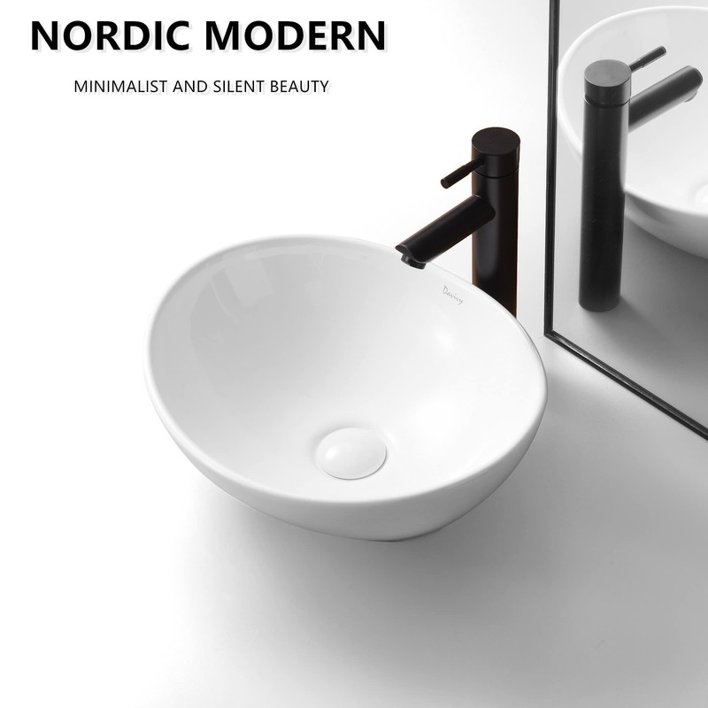 Davivy 16'' X 13.5'' Oval Vessel Sink with Pop Up