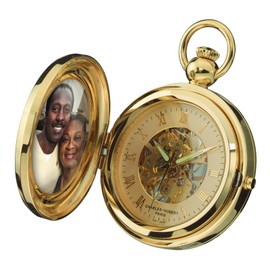 Charles Hubert 3848 Gold-Plated Mechanical Picture Frame Pocket Watch