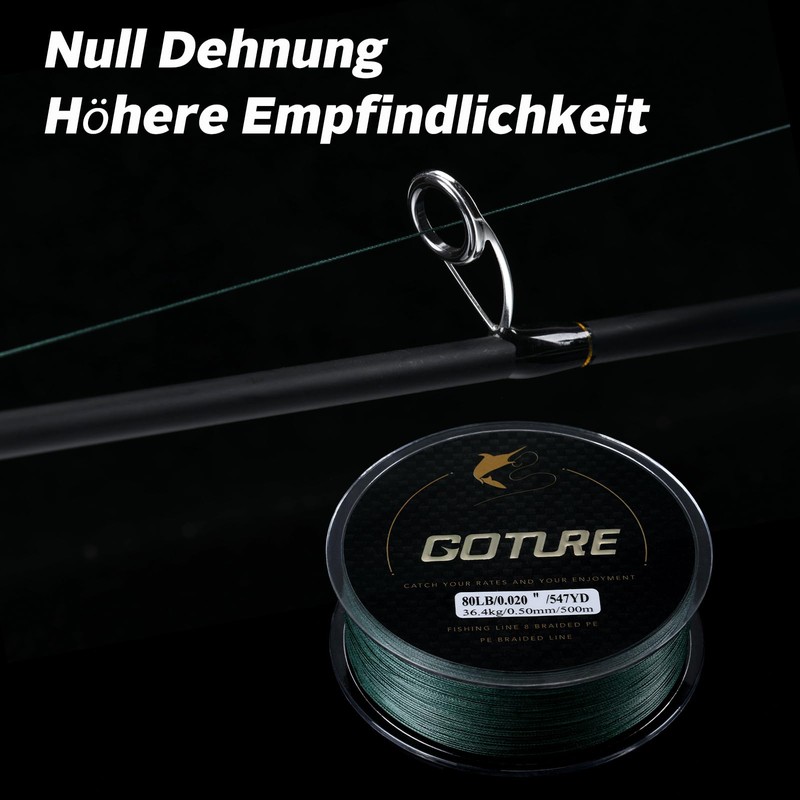 Goture Braided Fishing Line 8x Ultra Thin, Strong, Sensitive, Smooth
