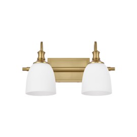 Hanaloa Vintage Bathroom Vanity Light Fixtures, Aged Brass 2 Lights Wall Sconce Lighting with Opal Glass Shade, Porch Wall Mount Light Fixture for Bathroom, Mirror Cabinets Hallway Stairs