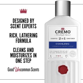 CREMO - Barber Grade 2 in 1 Shampoo & Conditioner for Men | Cooling Citrus & Mint Leaf | 473 ml